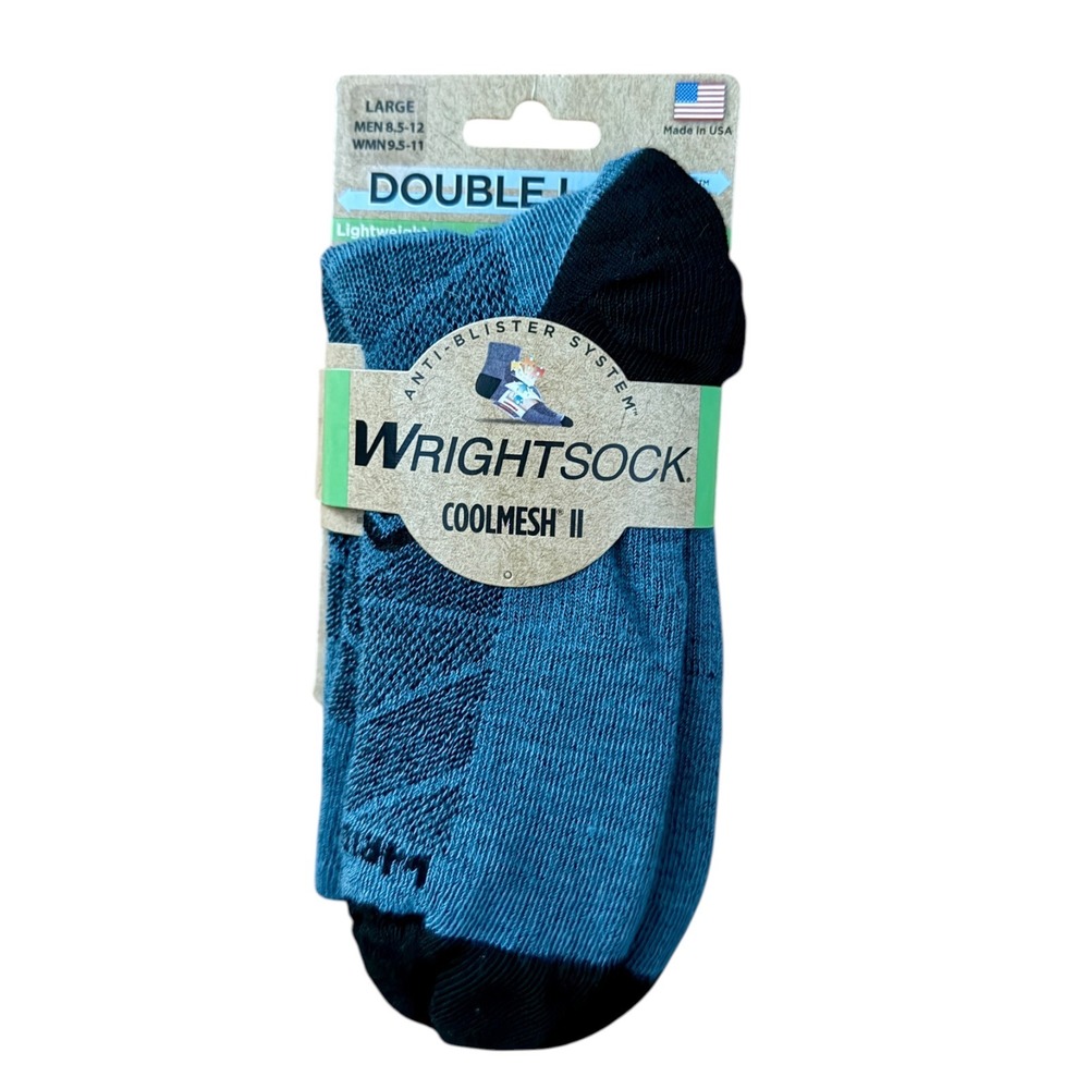New WrightSock Unisex Cool Mesh II Lightweight Crew Socks Pebble Gray Large